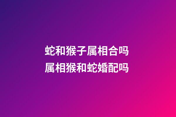 蛇和猴子属相合吗 属相猴和蛇婚配吗-第1张-观点-玄机派